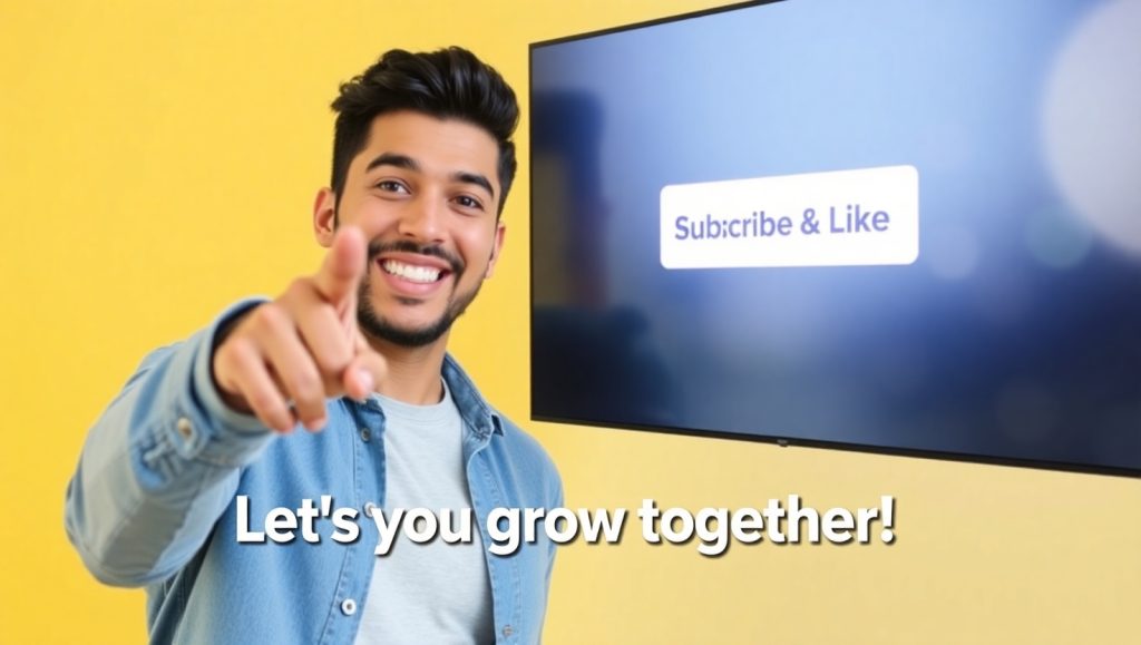 Flux Schnell A YouTuber pointing at the screen with a smile an 3