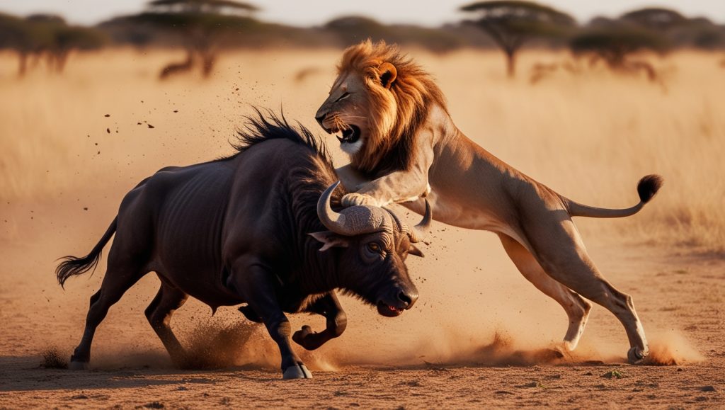 Leonardo Phoenix 09 A dramatic scene of a lion attacking a wil 1