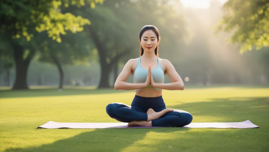 Leonardo Phoenix 09 A healthy Asian woman doing morning yoga i 1