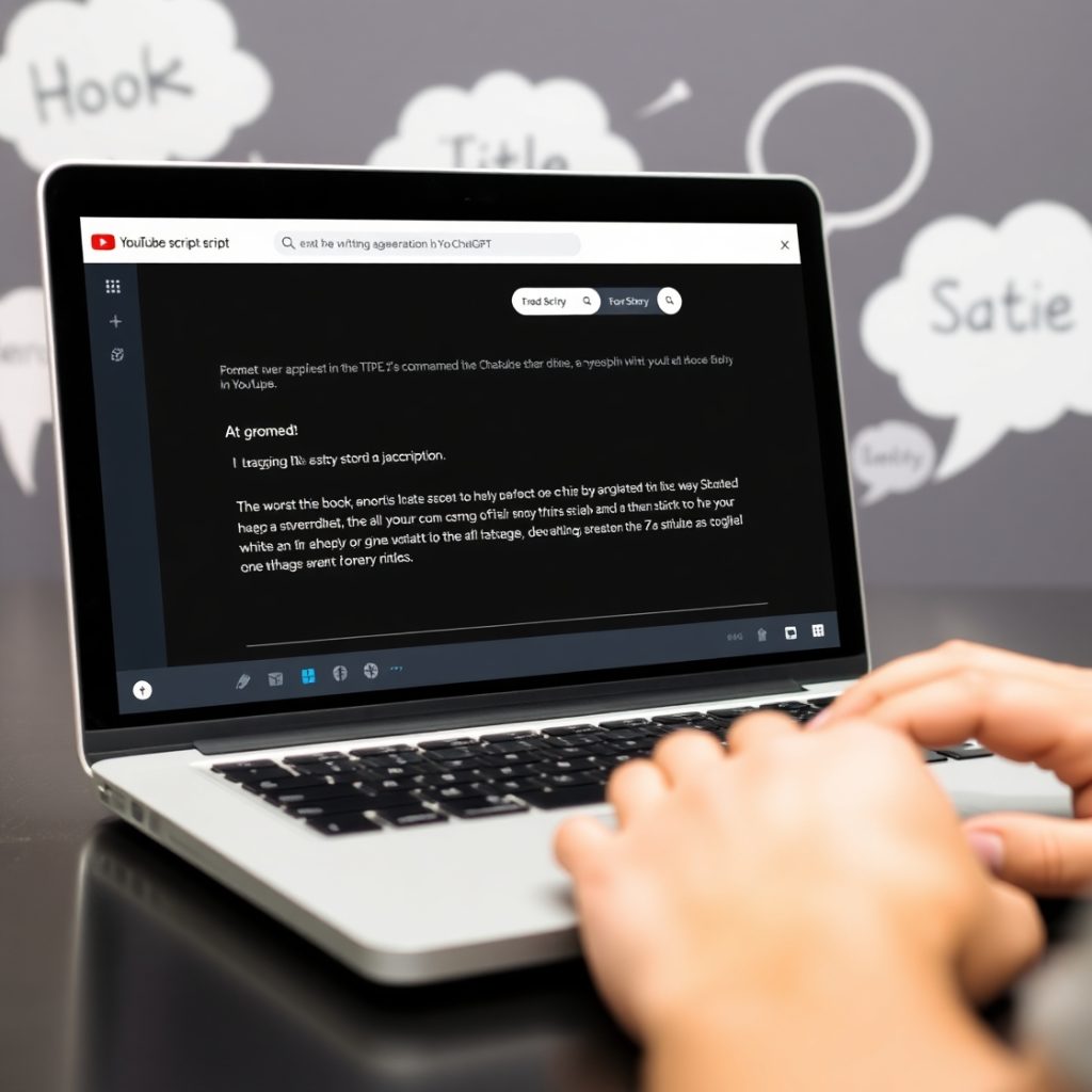 Flux Schnell A YouTube script being written on a laptop using 2