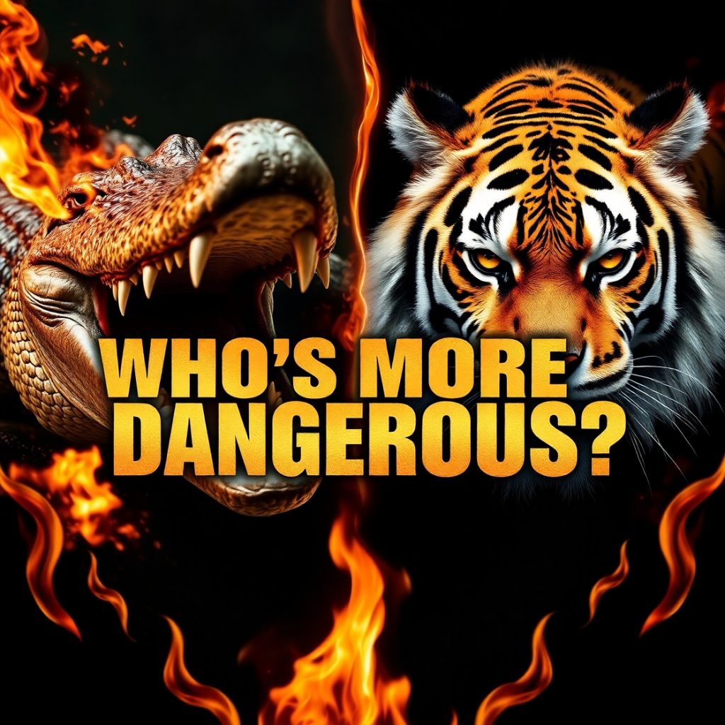 20 Ý Tưởng Video YouTube Giúp Tăng Tương Tác Chóng Mặt 5 Flux Schnell A dramatic splitscreen image of a fierce crocodil 3