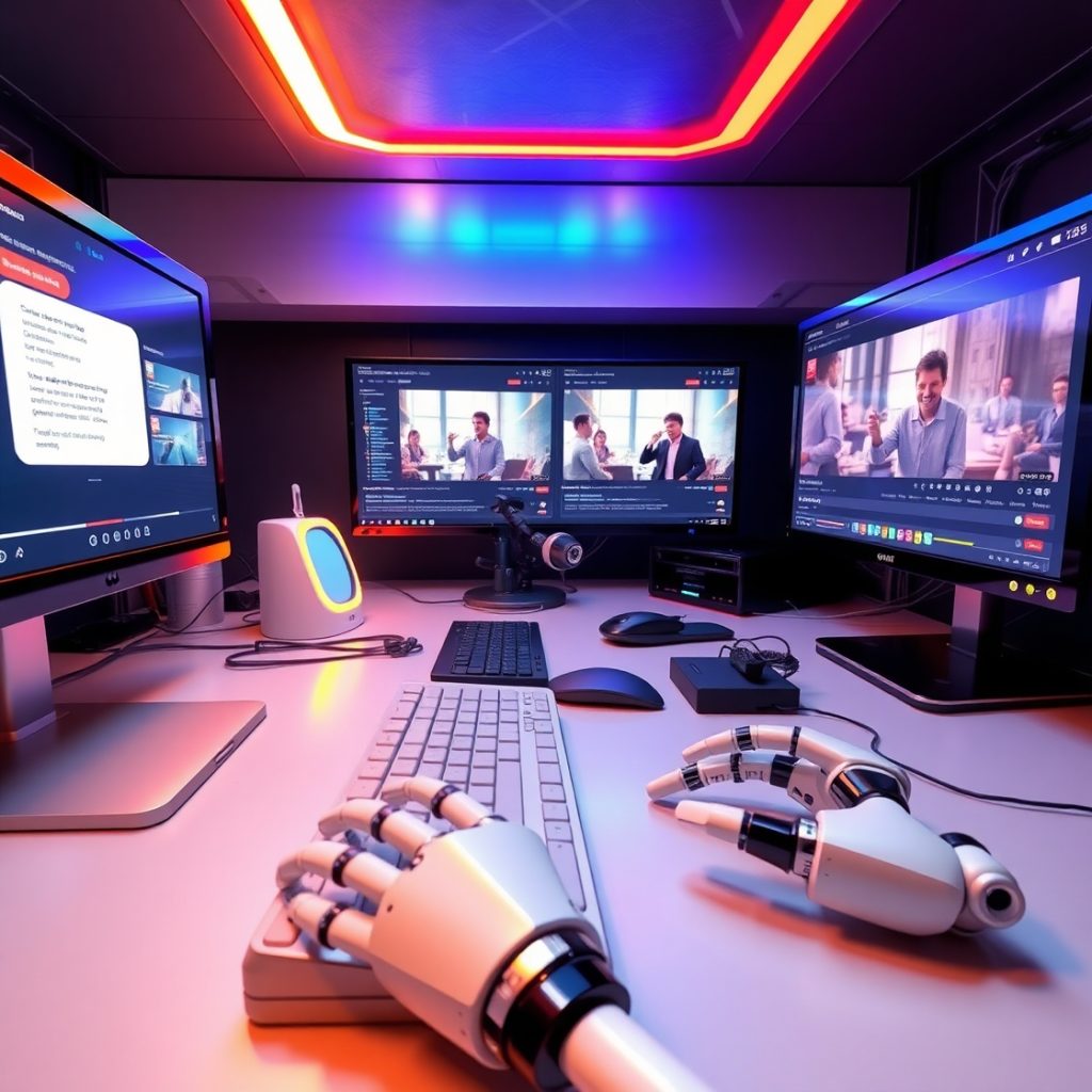 Flux Schnell A futuristic workspace with AI tools in action Ch 2