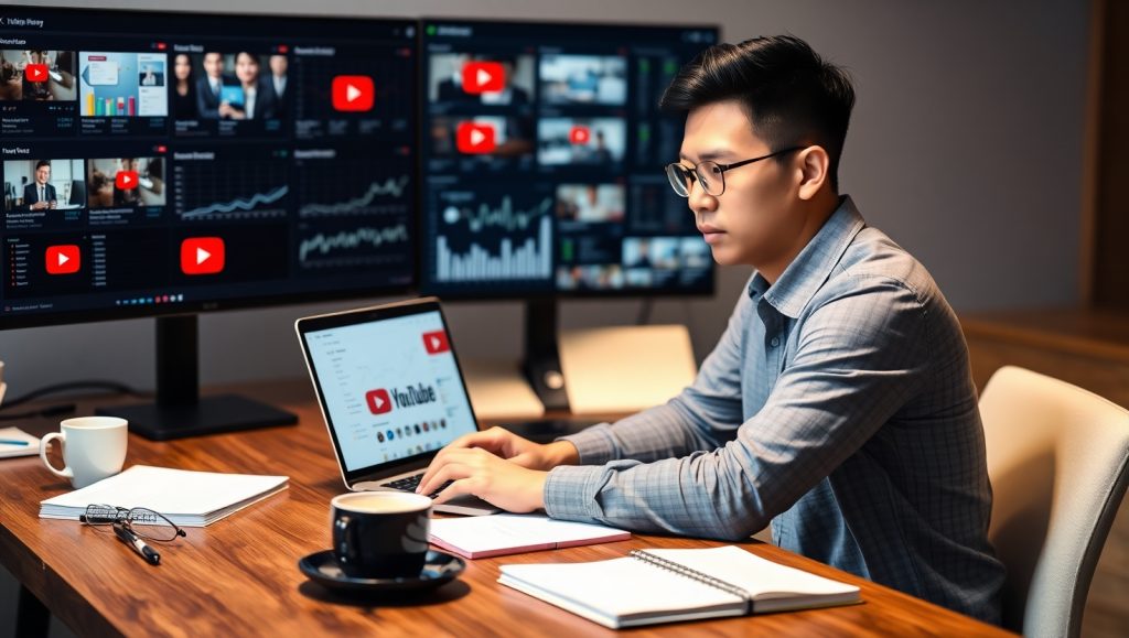 Flux Schnell A young Vietnamese man sitting at a wooden desk a 3