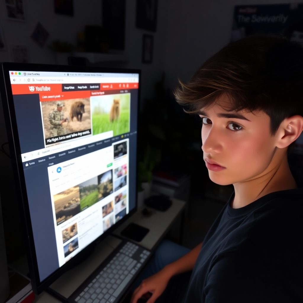 Flux Schnell A young adult with short brown hair and a curious 2