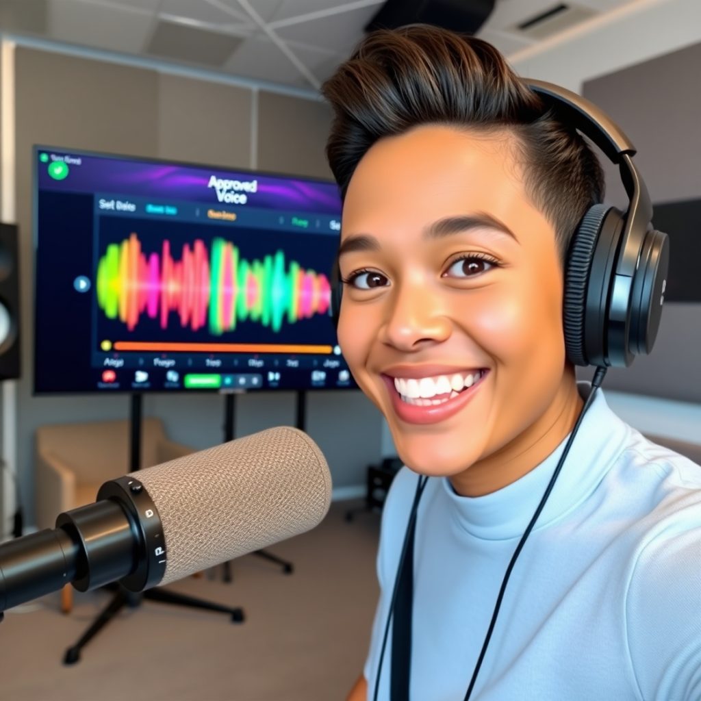 Flux Schnell Happy YouTuber with a bright smile and energetic 2