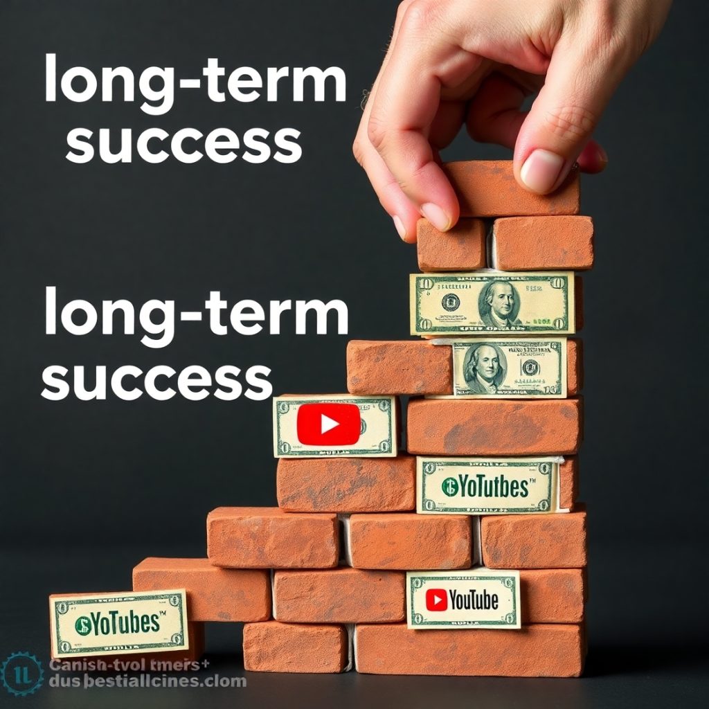 Cách Chọn Ngách Khi Tạo Kênh YouTube View Ngoại - Cách làm Youtube View Ngoại 6 Flux Schnell person building a brick wall with dollar bills an 3