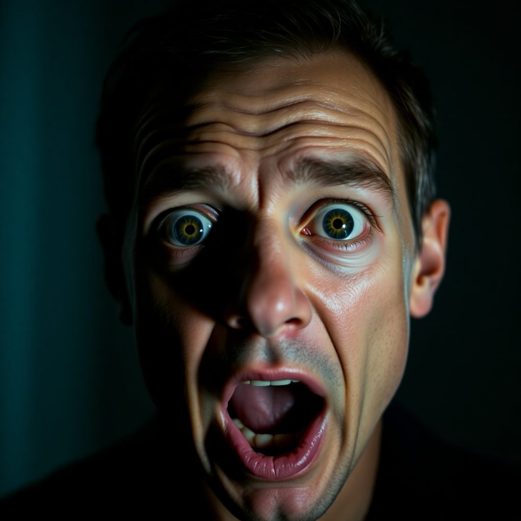 Flux Schnell A closeup portrait of a shocked human face with h 0