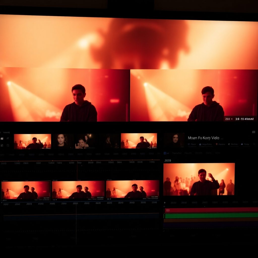 Flux Schnell A dynamic YouTube video edit setup showing multip 1