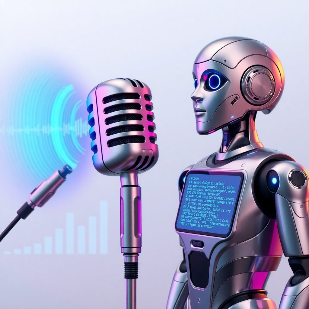 5 Ngách YouTube nào dễ lên xu hướng và dễ kiếm tiền? - Cách Làm Youtube View Ngoại 7 Flux Schnell A sleek metallic microphone with a futuristic des 1