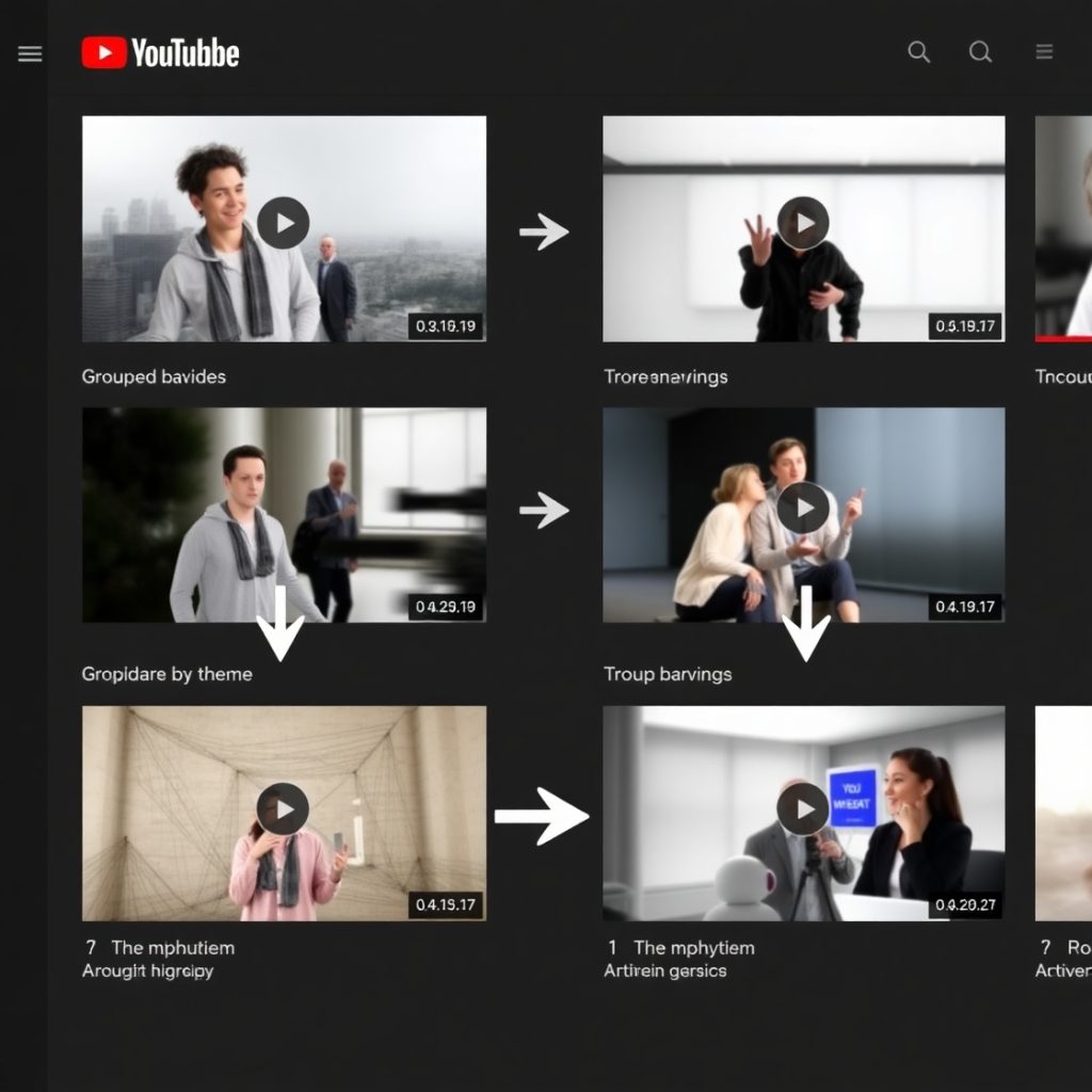 Seeding YouTube Chuẩn 2025: Cách Video Vào Xu Hướng Mà Không Tốn Tiền 5 Flux Schnell YouTube playlist interface showing grouped videos 3