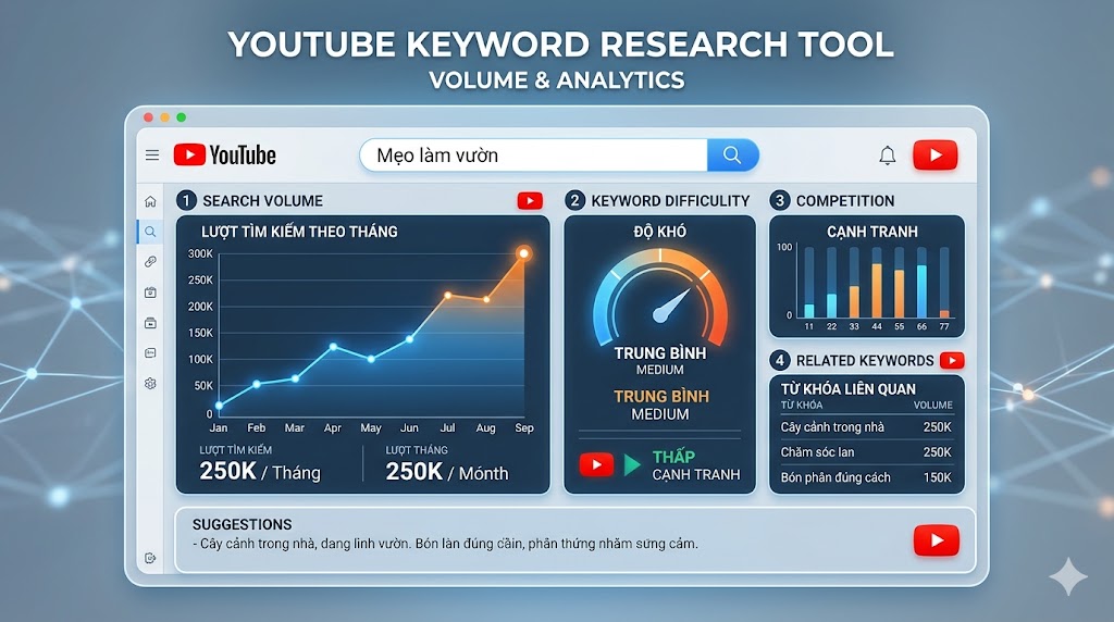 kiểm tra volume keyword youtube bằng vidiq