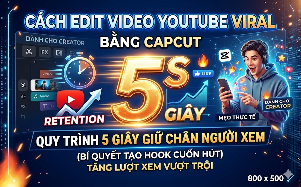 Cách Edit Video YouTube Viral Bằng CapCut: Quy Trình 5 Giây Giữ Retention