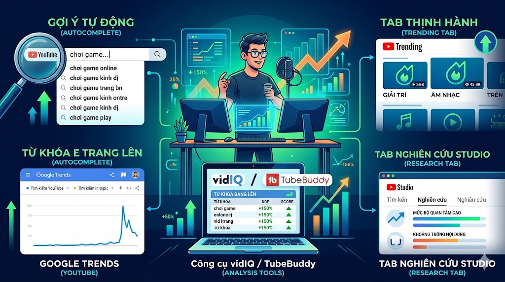 Tìm hiểu cách nhận biết từ khóa đang bắt trend trên YouTube, dấu hiệu của keyword xu hướng và vì sao nhiều video viral không thể đo bằng công cụ SEO thông thường.
