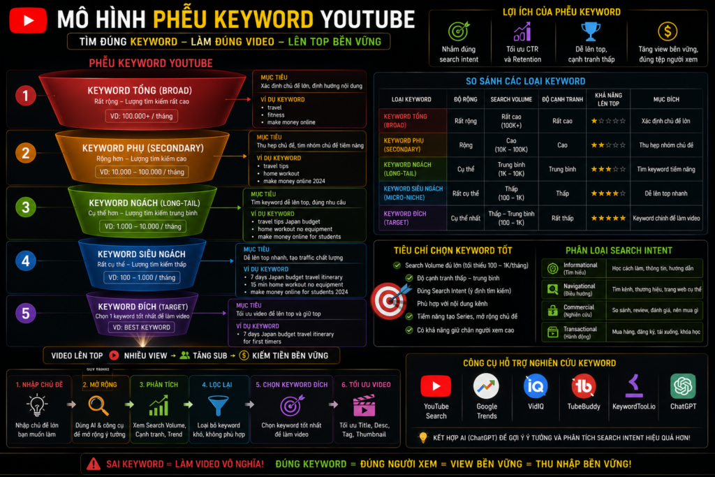mô hình phễu keyword youtube thumbnail 