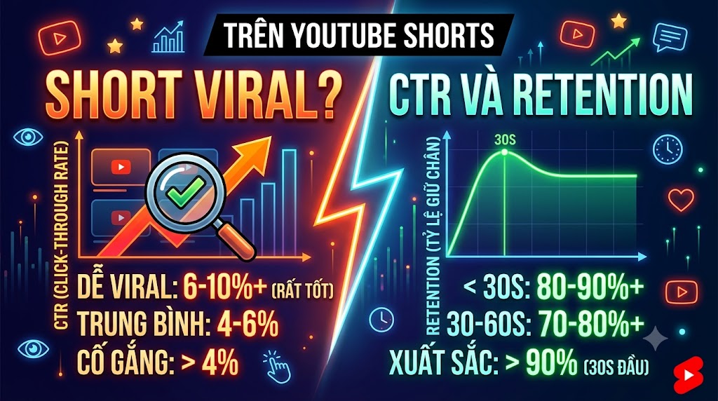 CTR Và Retention Bao Nhiêu Thì Shorts Dễ Viral?