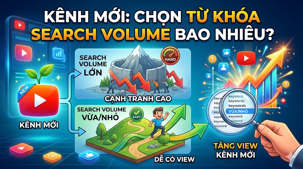 Kênh YouTube Mới Nên Chọn Từ Khóa Bao Nhiêu Search Volume Để Dễ Có View?