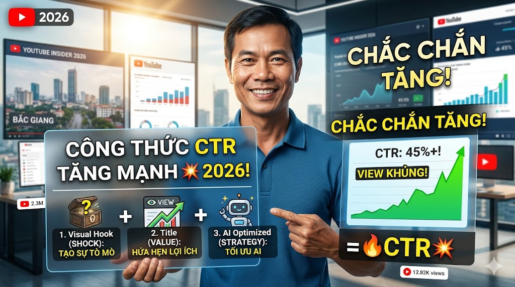 Hướng dẫn kết hợp thumbnail và title để tăng CTR YouTube tối đa năm 2026. Công thức curiosity gap, psychology click và cách tránh thumbnail spam AI.