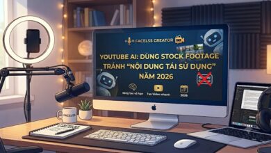 Hướng dẫn cách sử dụng stock footage đúng cách để tránh lỗi Reused Content và Low Effort trên YouTube 2026. Chiến lược an toàn cho kênh faceless AI muốn bật kiếm tiền bền vững.
