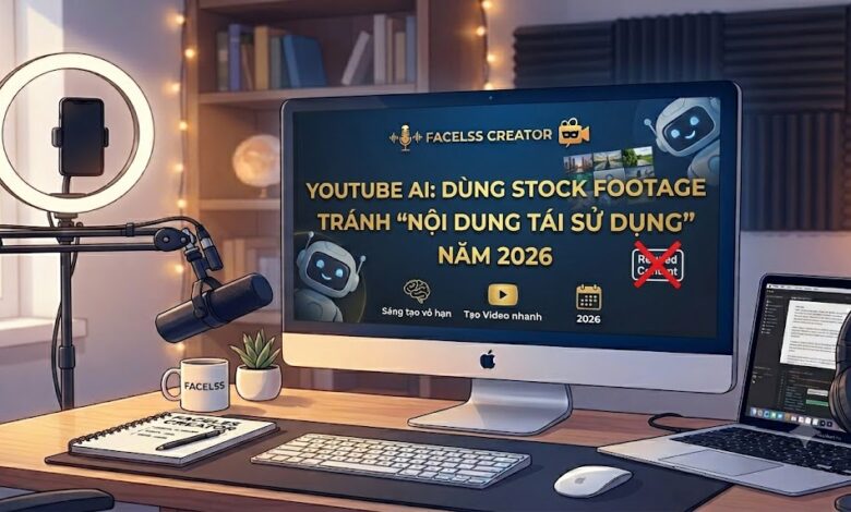 Hướng dẫn cách sử dụng stock footage đúng cách để tránh lỗi Reused Content và Low Effort trên YouTube 2026. Chiến lược an toàn cho kênh faceless AI muốn bật kiếm tiền bền vững.