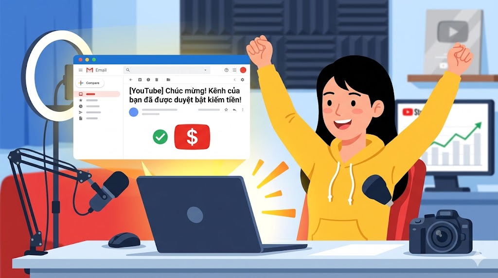bật kiếm tiền youtube thành công
