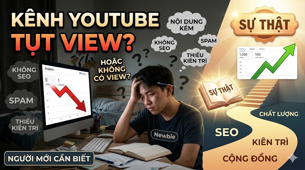 Vì Sao Kênh YouTube Bị Tụt View Hoặc Không Có View? Sự Thật Mà Người Mới Cần Biết