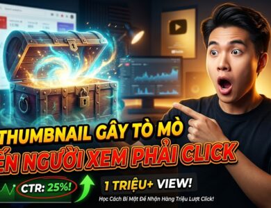 Hướng dẫn tạo thumbnail YouTube gây tò mò để tăng CTR năm 2026. Công thức curiosity gap, điểm bất ngờ và cách dùng AI tạo thumbnail faceless chuyên nghiệp, không spam.