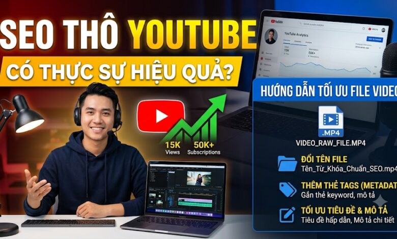 SEO thô YouTube là gì? Hướng dẫn tối ưu metadata file video trên Windows trước khi upload, cách triển khai từ khóa và những lưu ý quan trọng cho kênh mới.