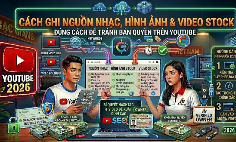 Hướng dẫn cách ghi nguồn tài nguyên bên thứ ba trên YouTube, hiểu đúng về giấy phép sử dụng, lưu trữ bằng chứng và giảm rủi ro tranh chấp bản quyền.