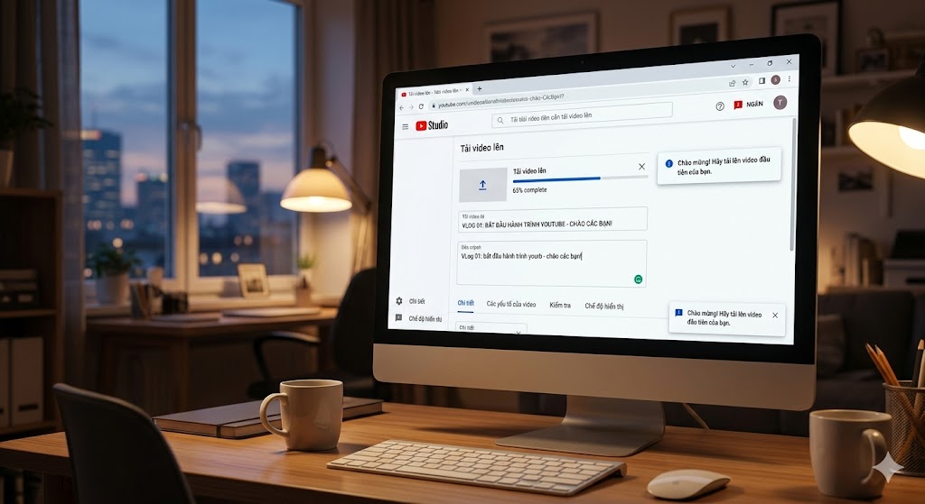 upload video youtube đầu tiên để bắt đầu hành trình kiếm tiền online