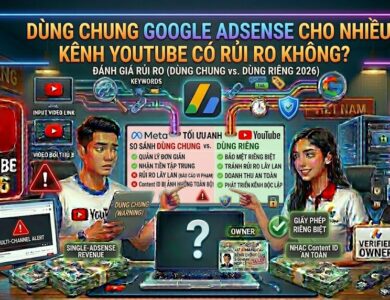 Có nên dùng chung Google AdSense cho nhiều kênh YouTube? Phân tích ưu, nhược điểm và cách quản trị hệ thống an toàn để phát triển lâu dài.