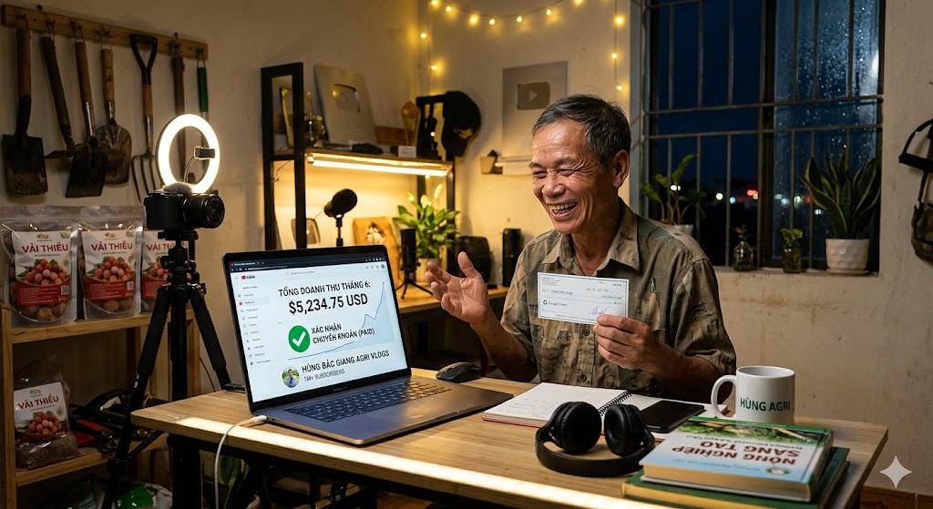nông dân kiếm tiền youtube thành công