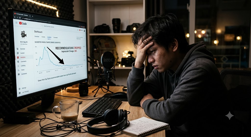 kênh YouTube bị tụt đề xuất