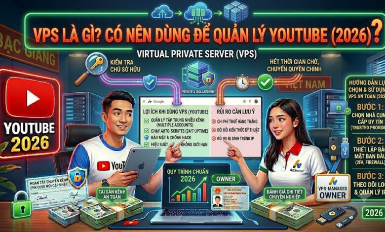 Tìm hiểu VPS là gì, ưu điểm khi quản lý nhiều dự án YouTube và cách sử dụng VPS đúng mục đích để xây dựng quy trình làm việc chuyên nghiệp.
