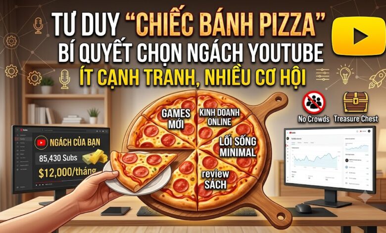 Tư duy "Chiếc bánh Pizza" là gì? Tìm hiểu cách xẻ nhỏ chủ đề, lựa chọn sub-niche và xây dựng kênh YouTube Faceless theo chiến lược ngách càng nhỏ càng nhiều cơ hội.
