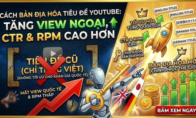 Hướng dẫn bản địa hóa tiêu đề YouTube bằng AI, nghiên cứu từ khóa, tâm lý người xem và chiến lược thương hiệu để tiếp cận thị trường quốc tế và tối ưu doanh thu.