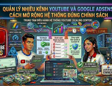 Hướng dẫn quản lý nhiều kênh YouTube và Google AdSense theo cách chuyên nghiệp, an toàn và đúng chính sách để phát triển hệ thống bền vững.