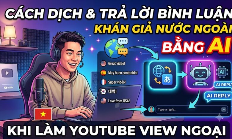 Hướng dẫn cách dịch và phản hồi bình luận khán giả nước ngoài bằng AI. Giúp creator YouTube tương tác với khán giả quốc tế mà không cần biết ngoại ngữ.