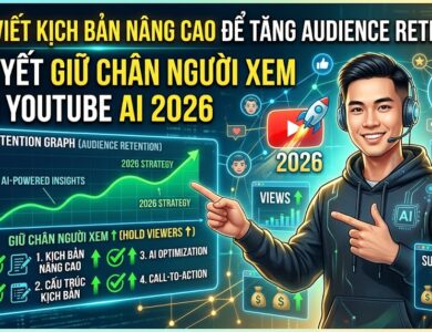 Hướng dẫn xây dựng kịch bản nâng cao giúp tăng Audience Retention, kéo dài thời gian xem, tối ưu RPM và phát triển kênh YouTube AI bền vững.