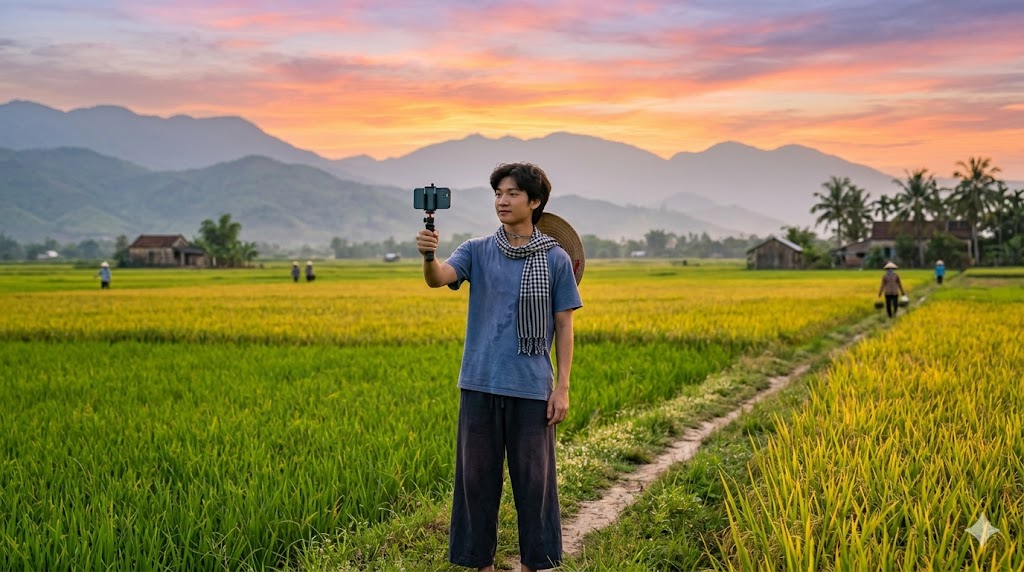 creator nông thôn làm video YouTube từ cuộc sống thật