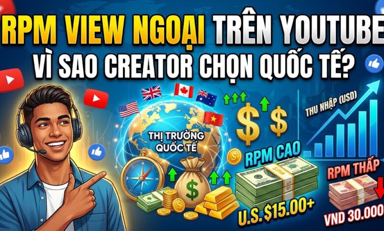 RPM view ngoại luôn được đánh giá cao hơn thị trường Việt Nam. Tìm hiểu lý do, cách tối ưu tệp khán giả và chiến lược xây dựng kênh YouTube hướng đến doanh thu bền vững.