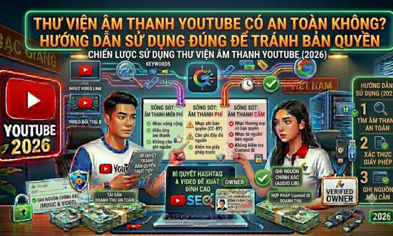 Tìm hiểu cách sử dụng Thư viện âm thanh YouTube đúng cách, kiểm tra điều kiện cấp phép, ghi nguồn khi cần và giảm rủi ro bản quyền cho video.