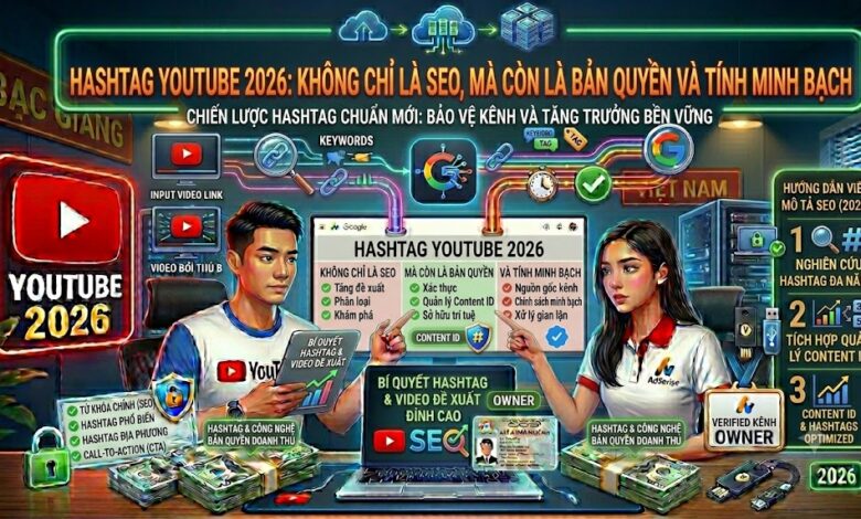 Tìm hiểu cách sử dụng hashtag YouTube đúng cách, kết hợp với ghi nguồn, công bố nội dung AI và tuân thủ bản quyền để xây dựng kênh phát triển bền vững.