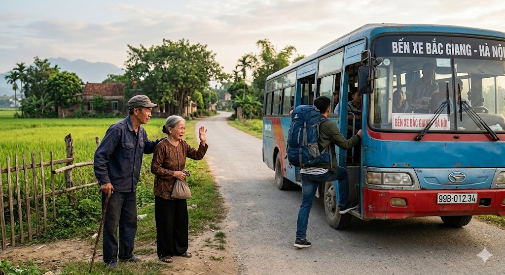 bố mẹ già đi theo thời gian