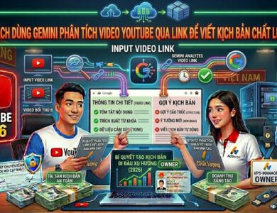Hướng dẫn sử dụng Gemini để phân tích video YouTube qua đường link, nghiên cứu cấu trúc nội dung và phong cách trình bày nhằm xây dựng kịch bản nguyên bản, chất lượng.
