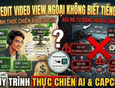 Hướng dẫn edit video YouTube view ngoại không cần giỏi tiếng Anh. Tìm hiểu quy trình sử dụng AI, CapCut, footage, SFX và storytelling để tạo video chuyên nghiệp.