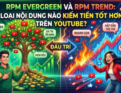 So sánh RPM của nội dung Evergreen và Trend trên YouTube, phân tích ưu nhược điểm, chiến lược kết hợp 4:1 và cách xây dựng nguồn thu nhập bền vững từ YouTube AI Automation.