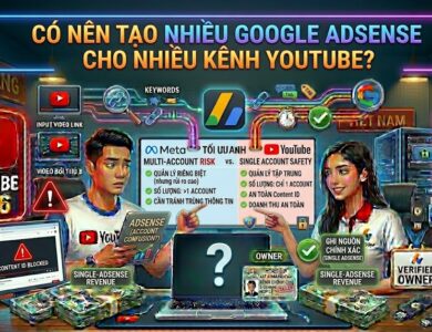 Có nên dùng một hay nhiều Google AdSense khi quản lý nhiều kênh YouTube? Tìm hiểu cách quản trị hệ thống đúng chính sách và những lưu ý quan trọng khi mở rộng quy mô.