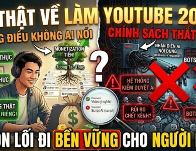 Sự thật về làm YouTube năm 2026. Thu nhập từ view ngoại, video dài, AI, kênh faceless, tài sản số và những góc khuất mà người mới cần biết trước khi bắt đầu.