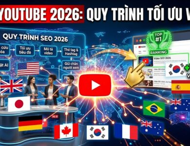 Khám phá quy trình SEO YouTube 2026 từ SEO thô, nghiên cứu từ khóa bằng AI, tối ưu metadata, thumbnail CTR cao đến chiến lược tương tác giúp video tăng cơ hội xuất hiện trên tìm kiếm và đề xuất.