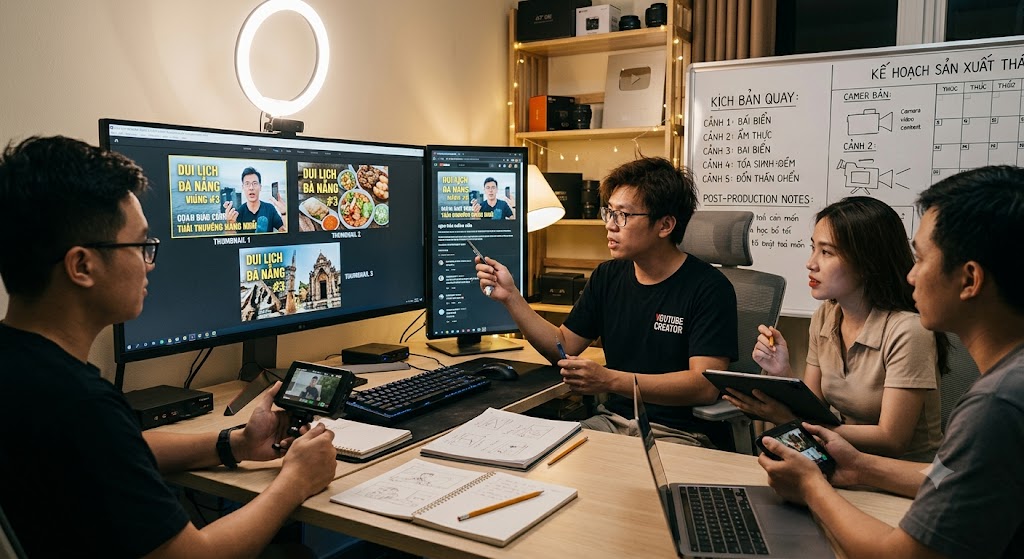 đội ngũ sản xuất nội dung YouTube